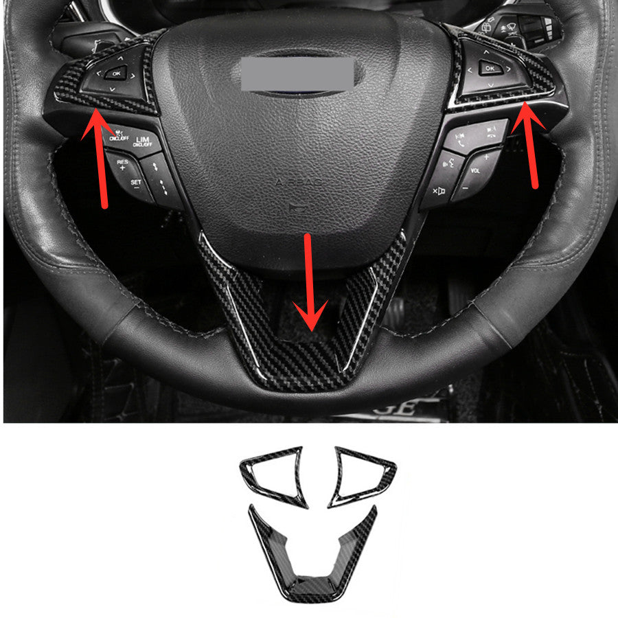 Carbon fiber Steering Wheel Trim 3pcs For EDGE 2015-2022 v