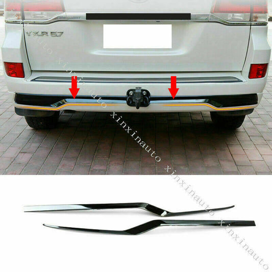Glossy Black Rear Bumper Molding Trim decor Strips for Toyota for Land Cruiser 16-21