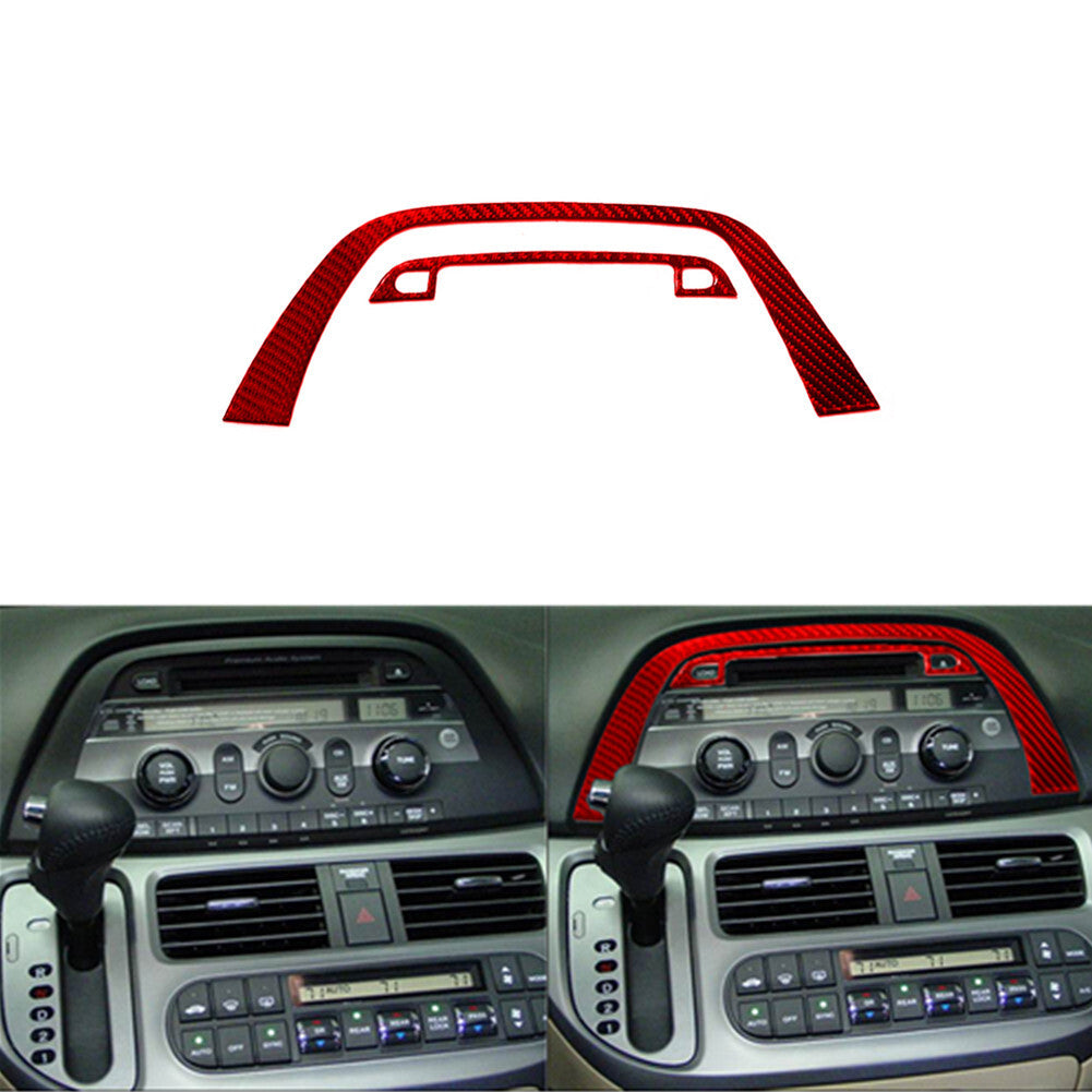2x Center Carbon Fiber CD Console Frame Sticker Trim for Honda Odyssey 05-10 Red