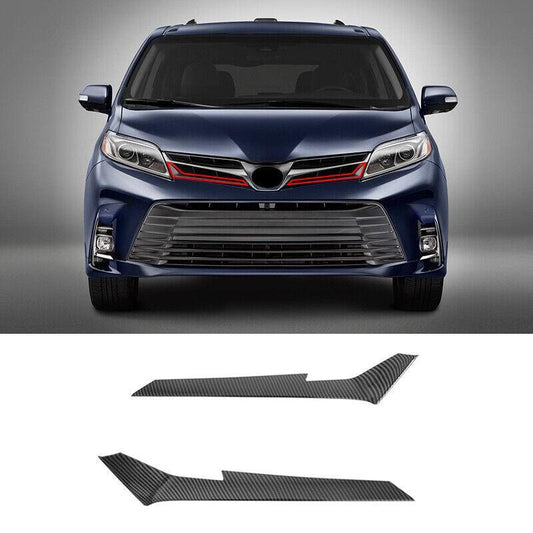 Carbon Fiber Front Grille Grill Strip Cover Trim Fit for Toyota for Sienna 2018-2020
