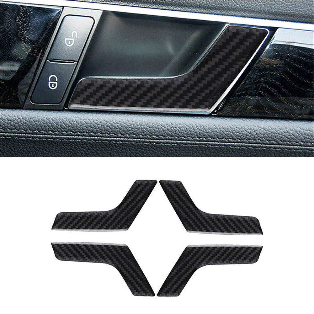 4-Piece Carbon Fiber Interior Door Handle Frame Trim for W204 2007-2013 n