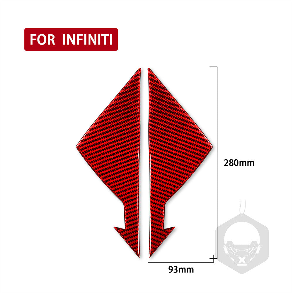 Red Carbon Fiber Rearview Mirror A-Pillar Cover for Infiniti G37 Sedan 2007-2013