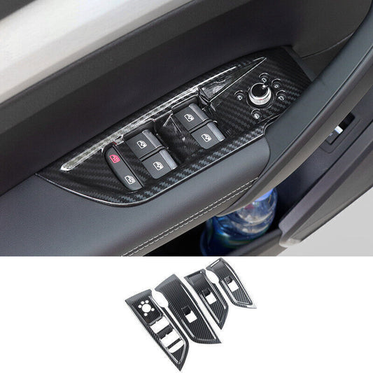 for Audi Q5 2018-2024 ABS Carbon Fiber Inner Window Lift Panel Switch Cover Trim