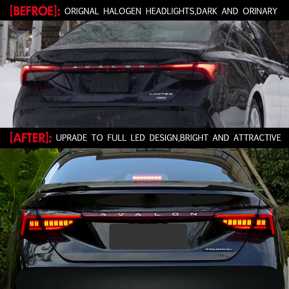 Package includes LED smoke taillights with center-mounted taillights for Toyota for Avalon 2019-2021.