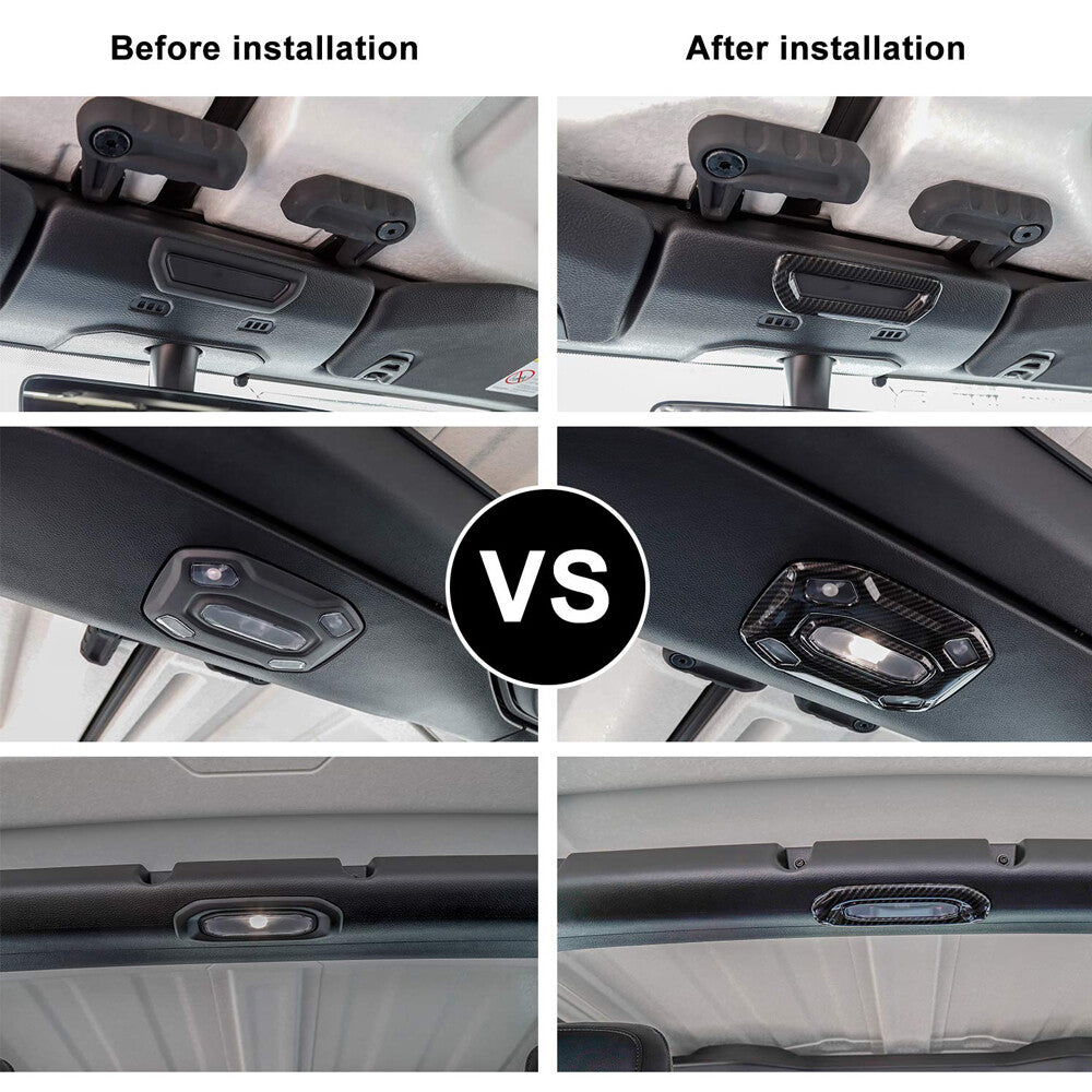 Carbon Fiber Roof Reading Lamp Light Decor Trim for Jeep for Wrangler JL 2018-2023