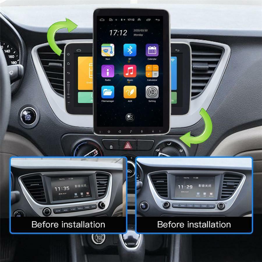Dual 2DIN WiFi player, 10.1-inch touchscreen, Android 9.1, car GPS, FM stereo radio. n