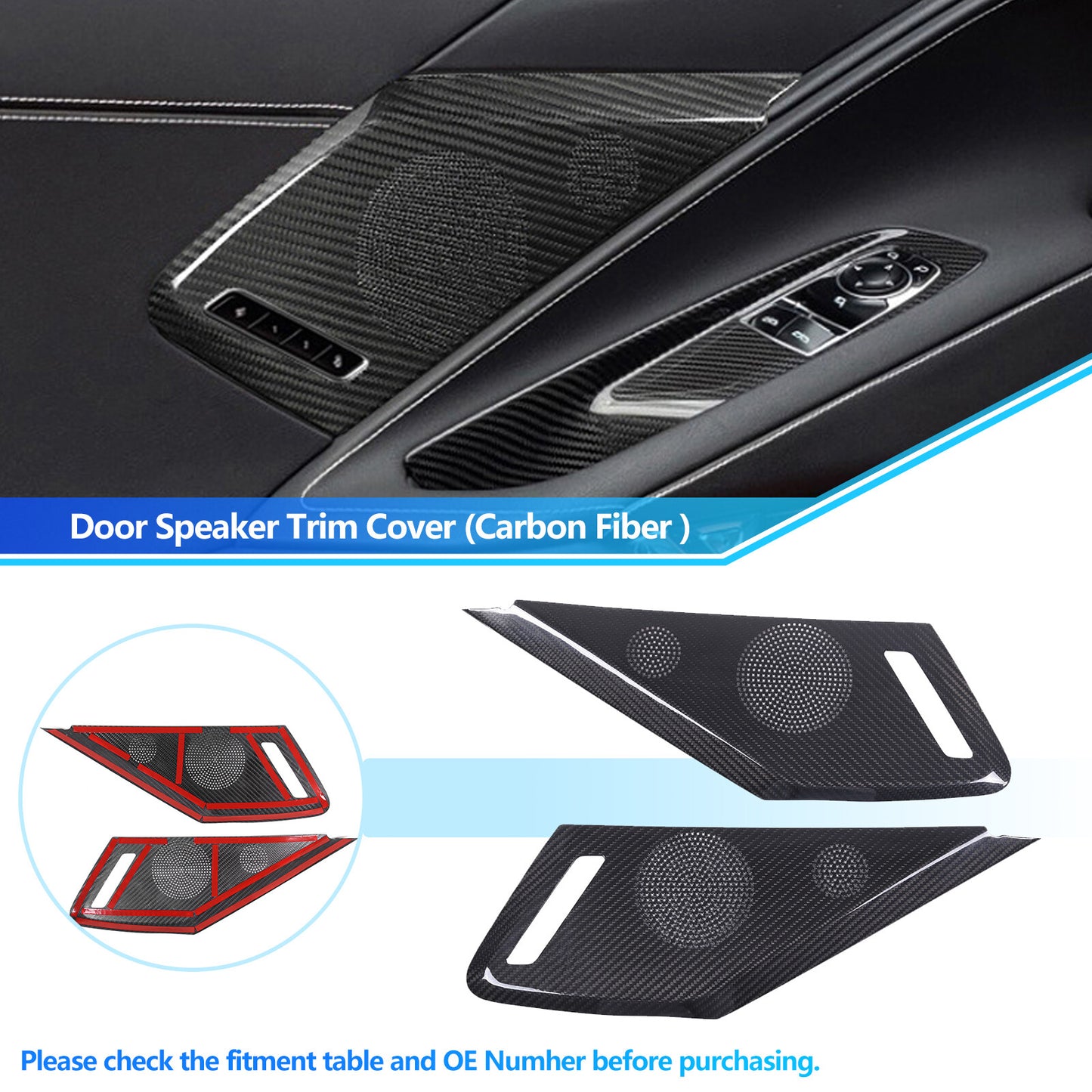 carbon fiber interior door speaker panel covers for Corvette C8 2020+ n