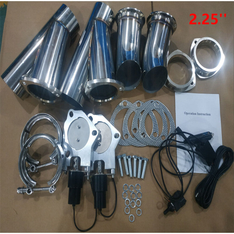 2.25 inch Electric Exhaust Valve E-shut-off Y Pipe kit with Manual Switch Q
