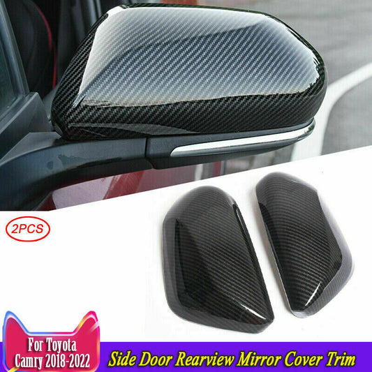 2for TOYOTA for CAMRY 2018-2023 Carbon Fiber Side Door Rearview Mirror Cover Trims