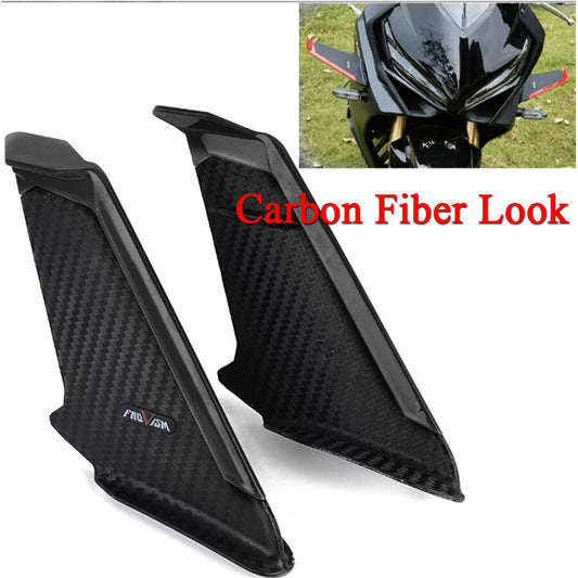 Pair Carbon Fiber Look Motorcycle Front Fairing Side Winglet Wind Fin Spoiler Q