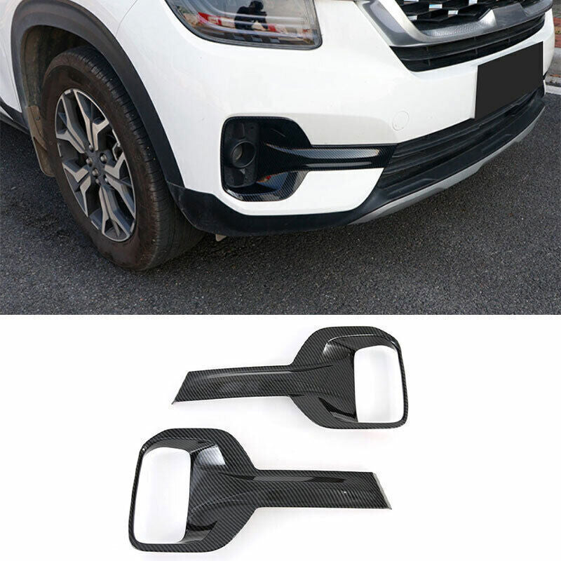 for Kia Seltos 2020-2023 Carbon Style New Front Bumper Fog Light Lamp Cover Trim
