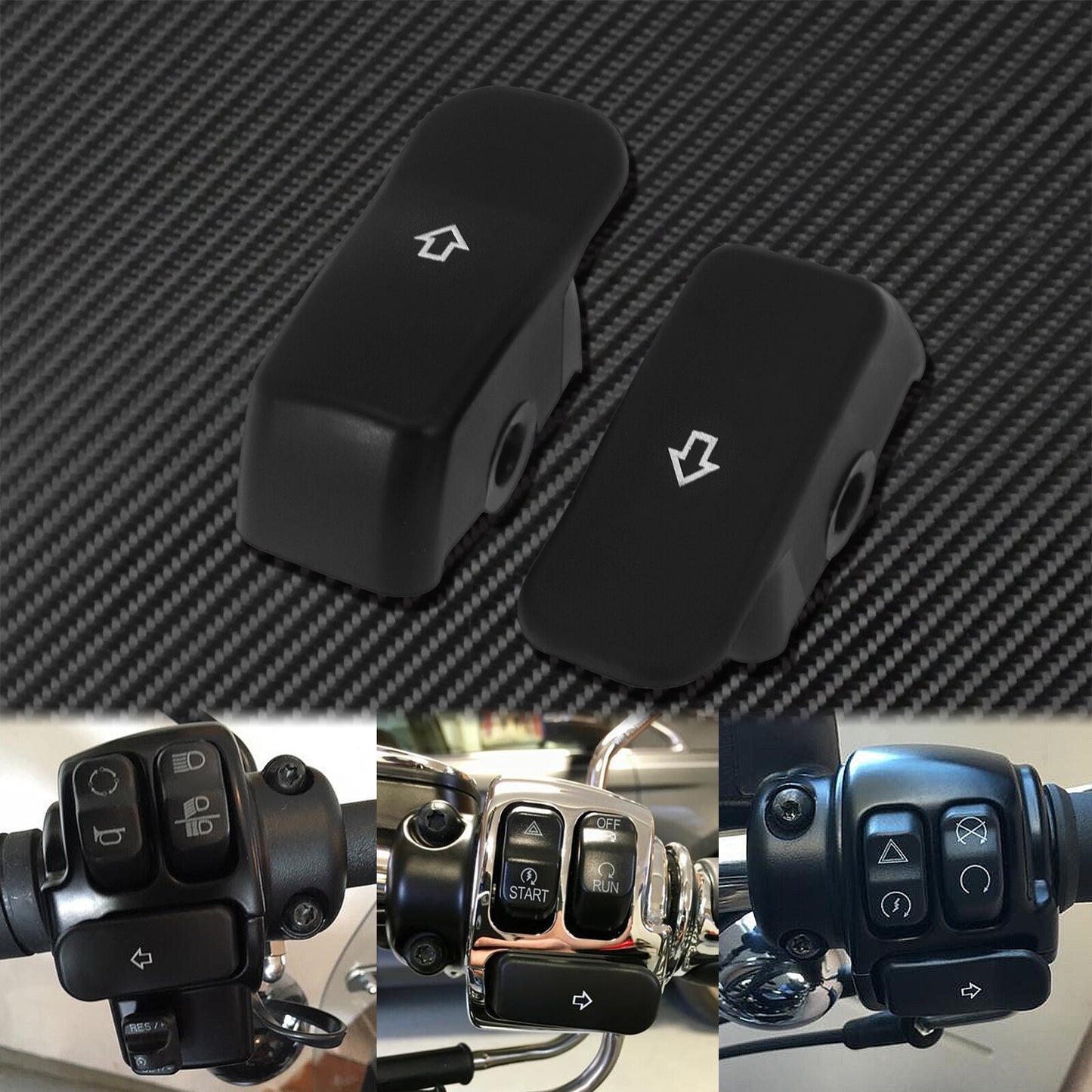 1Pair Motorcycle Black Turn Signal Extension Caps Fit for Harley XL Softail Dyna Q