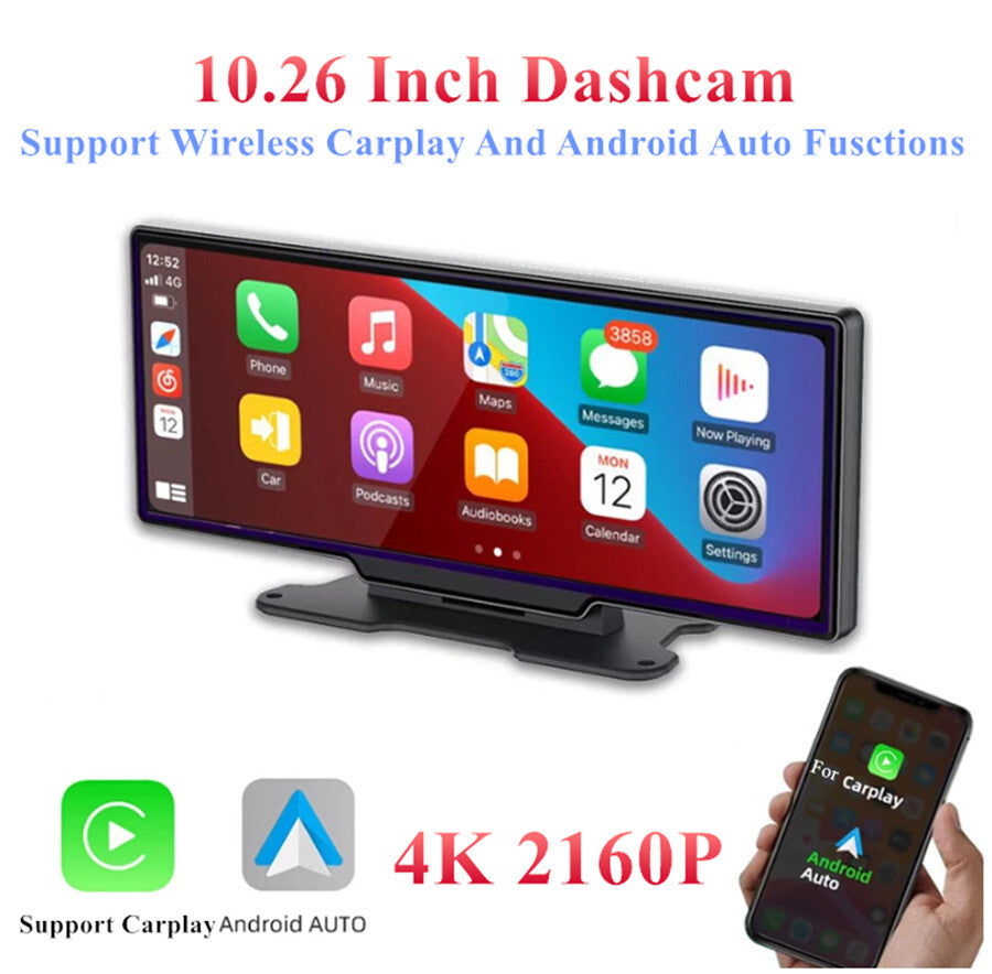 2.5D10.26in Car Dash Cam Auto Bluetooth DVR Video Recorder Dashboard APP Control