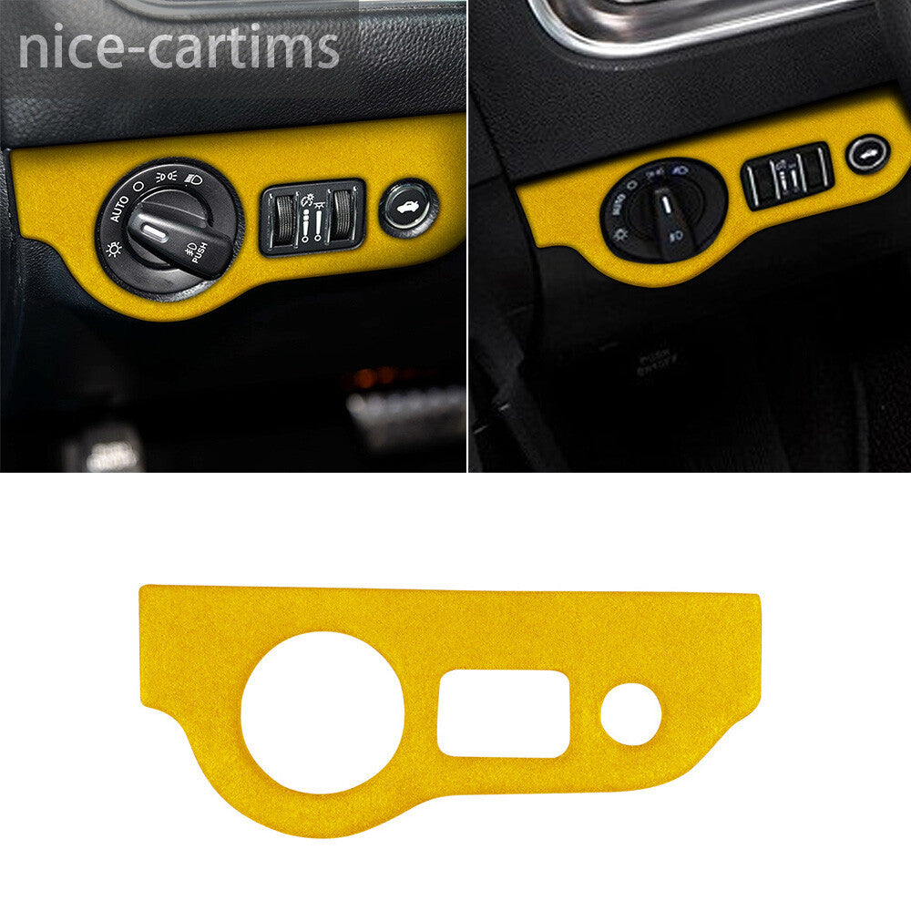 for Dodge for Challenger 2015+ Charger 2010+Suede Yellow Inner Headlight Switch Trim
