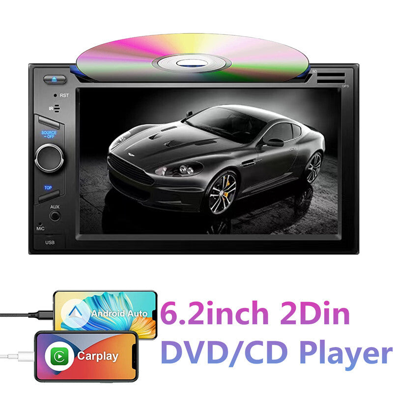2Din 6.2in Car DVD Player Multimedia Radio For Carplay Navigation Stereo Video
