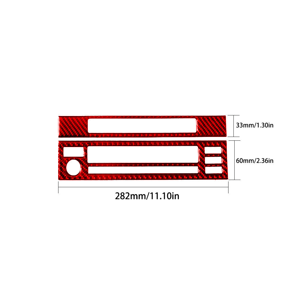 2X Red Carbon Fiber Radio CD Player Trim for BMW X5 2000-2006