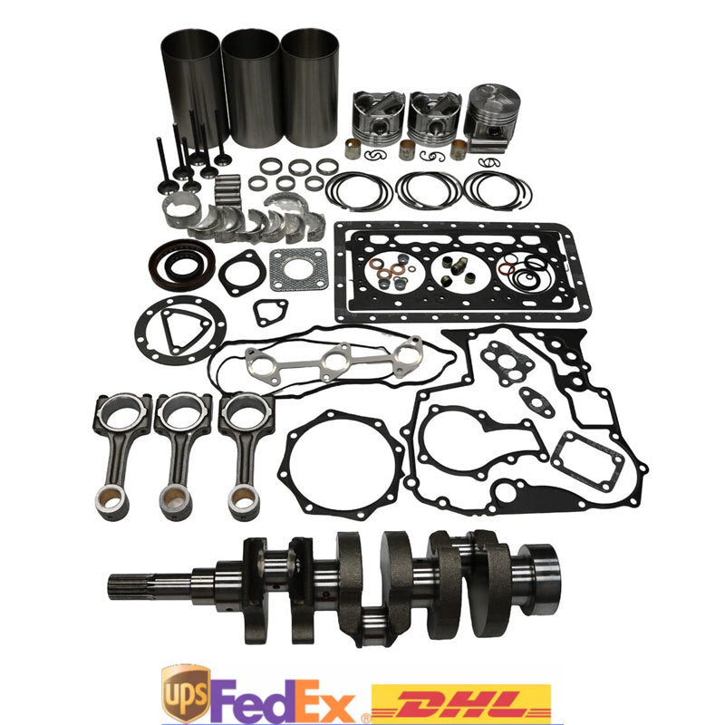 D902 Overhaul Rebuild Kit + Crankshaft +3PCS Connecting Rod For Kubota Engine