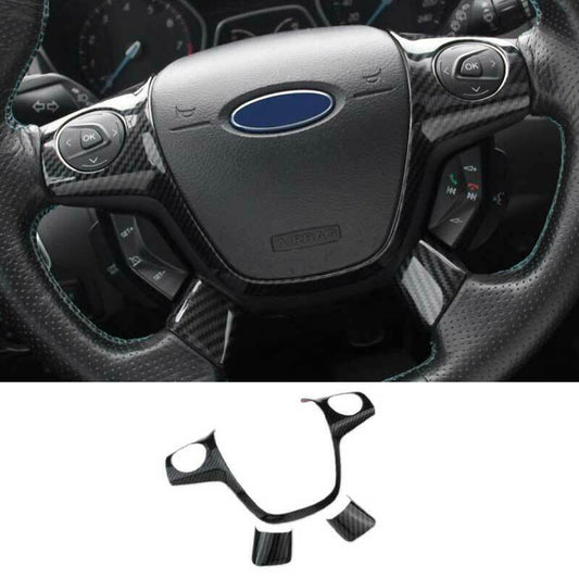 3PCS Carbon Fiber Steering Wheel U Type Frame Cover Trim for Ford Escape 2013-16