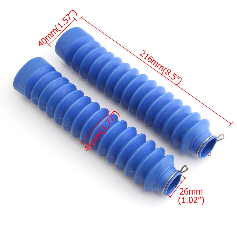 1 Pair Blue Rubber Front Fork Dust Cover Boots Shock Absorber Gaiters Universal Q