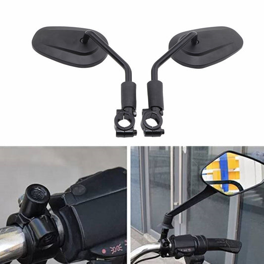 Black 25mm Handlebar Mount Clamp Aluminium Oval Rearview Side Mirrors for Harley Q