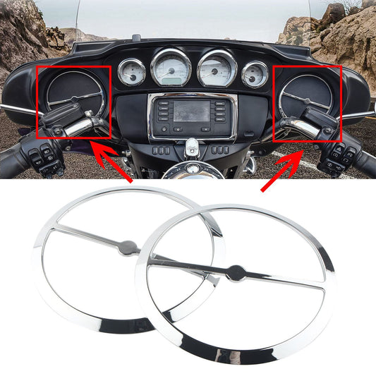 Chrome Speaker Trim Rings Grill Cover for Harley Electra Tri Street Glide 2014+ Q