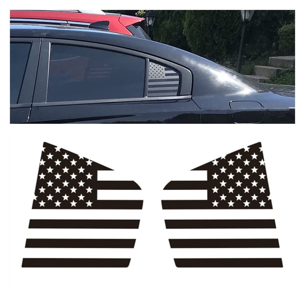 Pre-Cut Quarter Window American Flag Decal Stickers For 2011-2022 for Dodge for Charger