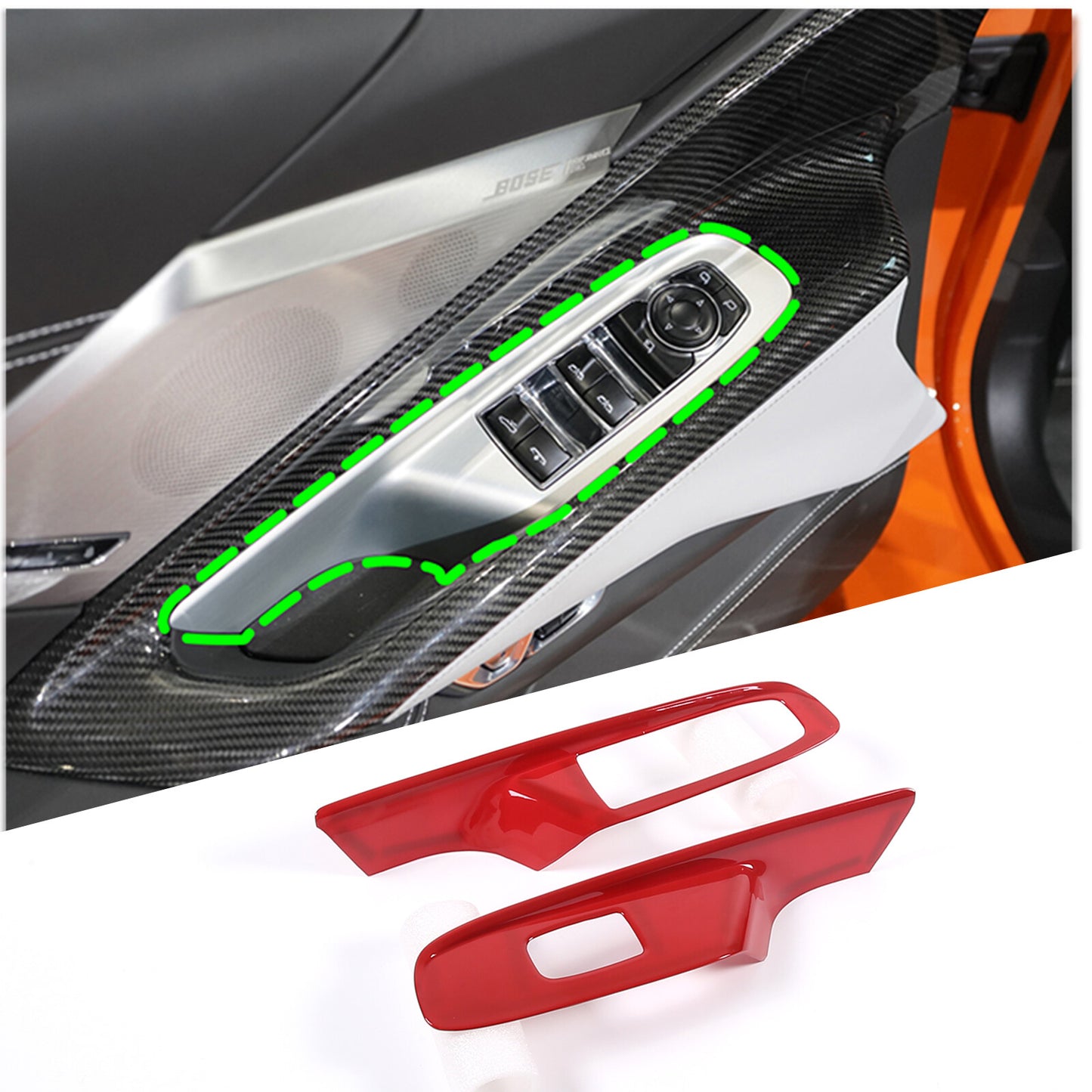 Carbon fiber A-pillar ventilation frame cover decoration for Corvette C8 2020-2024- v
