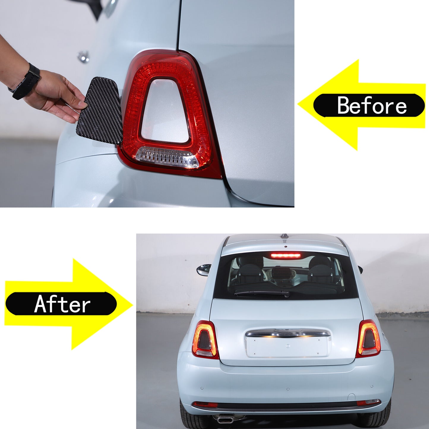 Red carbon sticker for Fiat 500 595 695 16+ for Abarth rear light insert panel decoration - n