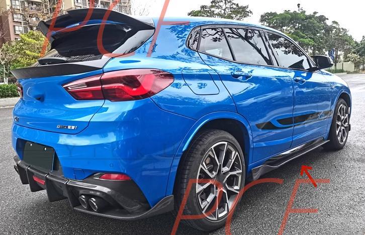 Car Side Lip Skirts Extension Spoiler FIT for BMW X2 F39 2018-2023 Carbon Fiber