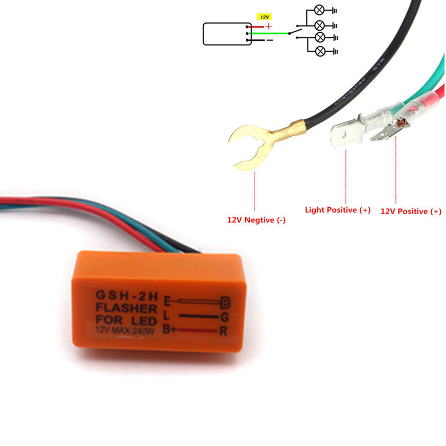DC 12V 240W 3-Pin Turn Signal Flasher Relay For Motorcycle ATV Lamp LED Light Q