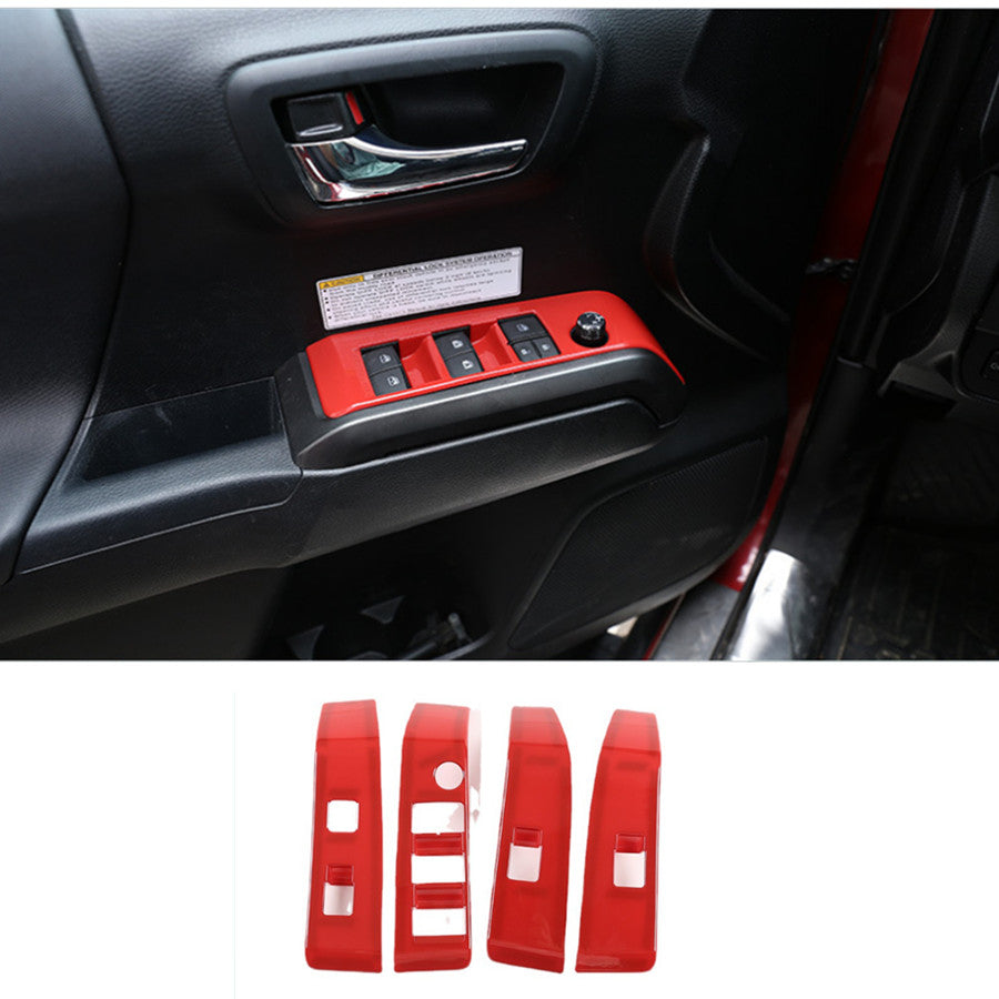 Interior Window Switch Panel Cover Trim Red Fit For Tacoma 2016-2022 v