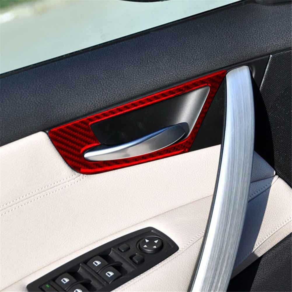 4¡ÁRed Carbon Fiber Interior Door Handle Bowl Panel Trim for BMW X3 E83 2004-2010