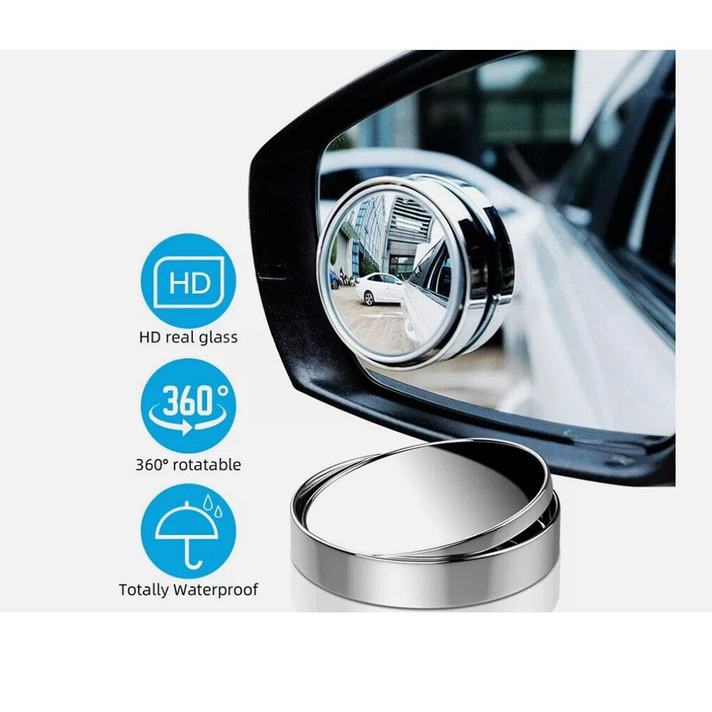 Adjustable Round HD Glass Convex Side Mirror 2pc Car Blind Spot Mirror
