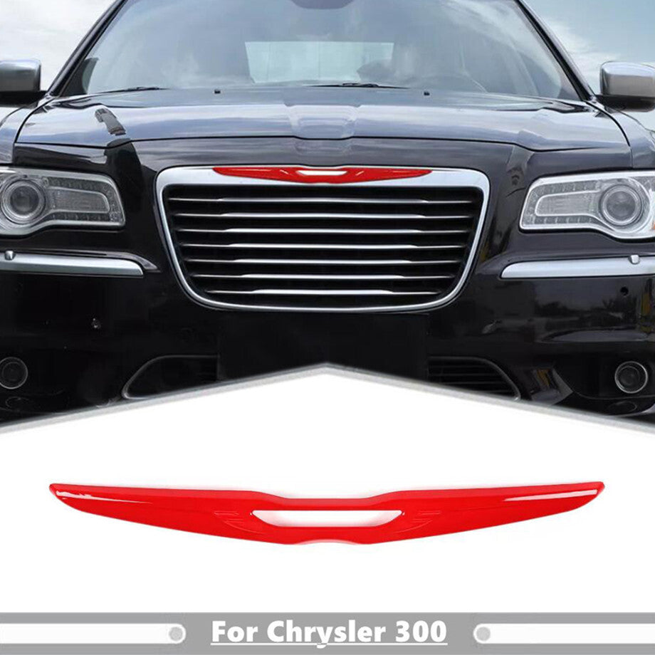 For 2015-2023 for Chrysler 300 ABS Red Front Center Grid Car Logo Cover Trim Strips v