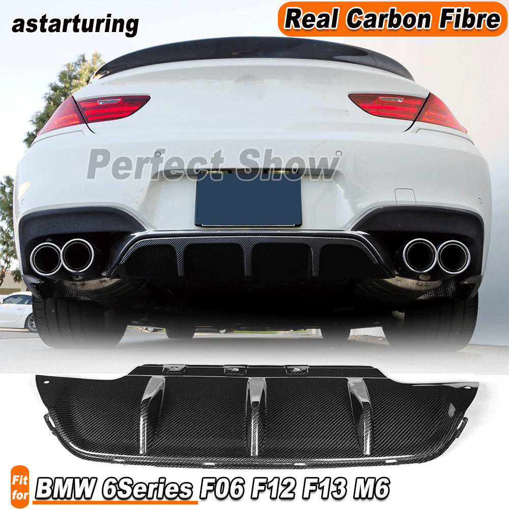 Fit for BMW 6Series F06 F12 F13 M6 Bumper 2013-17 REAL Carbon Rear Diffuser Lip