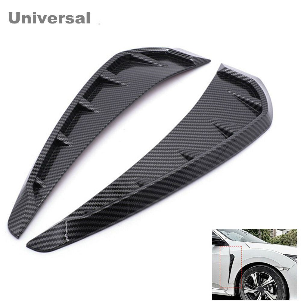 2-Piece Car Carbon Fiber Pattern Side Door Fender Vent Cover Decoration - n