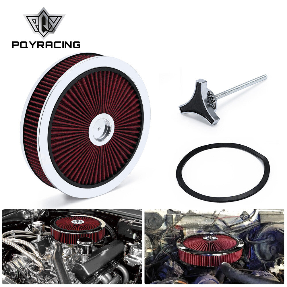 14 x 3 Air Cleaner Set Super Flow Washable Element RED Recessed Chrome Top