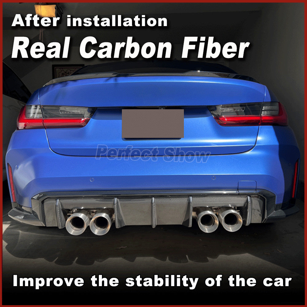Fit for BMW G80 M3 G82 G83 M4 21-23 REAL CARBON Rear Bumper Diffuser Lip Spoiler