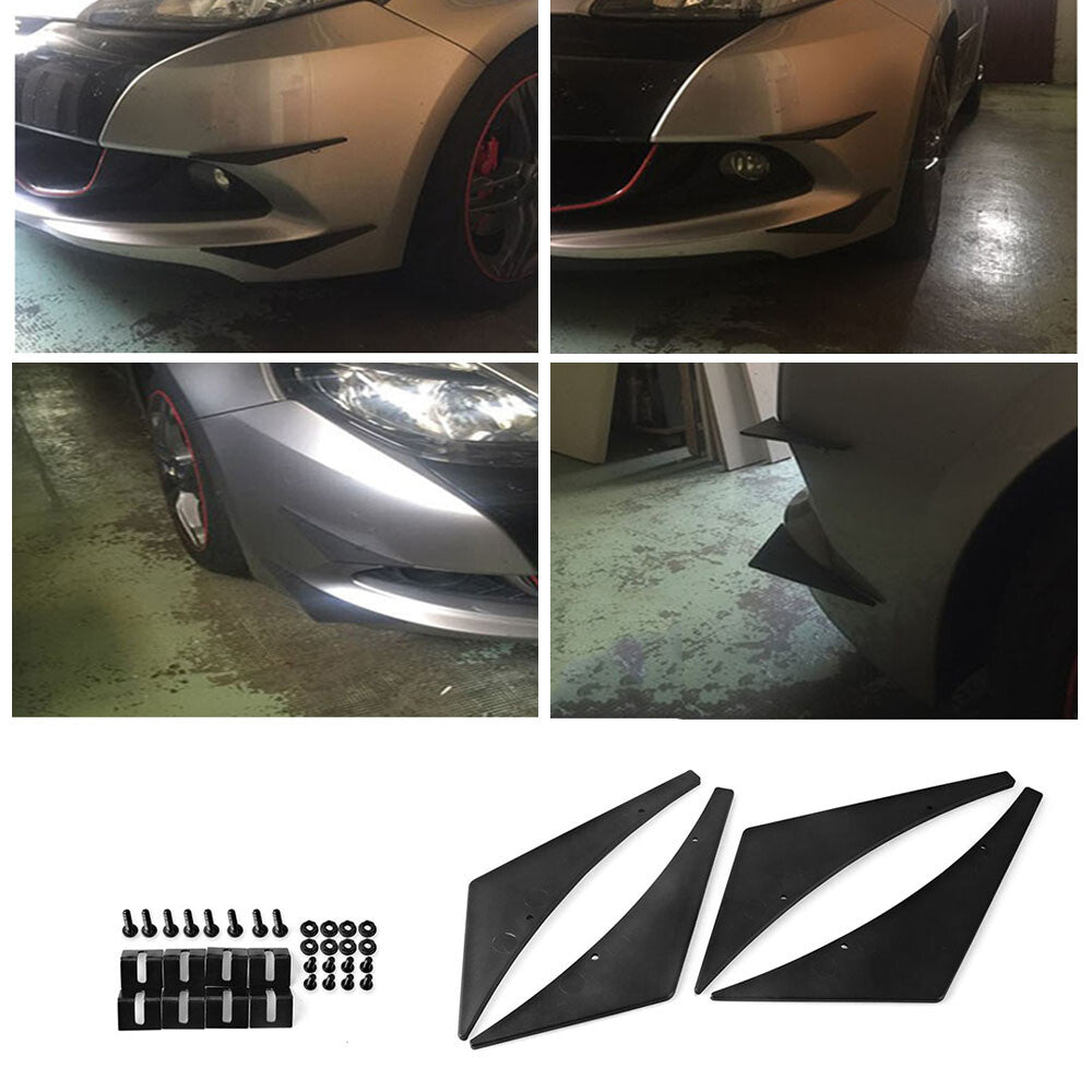 Universal 4Pcs Fins Body Spoiler Car Front Bumper Spoiler Blade Canards Valence Q