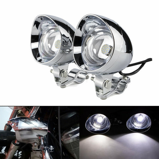 LED Bullet Passing Spot Fog Light With Guard Bar Mount Bracket Clamp Motorcycle Q