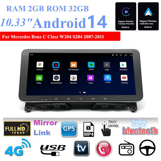 10.33 Stereo Radio GPS Nav Head Unit 32G for Mercedes C Class W204 S204 2007-11