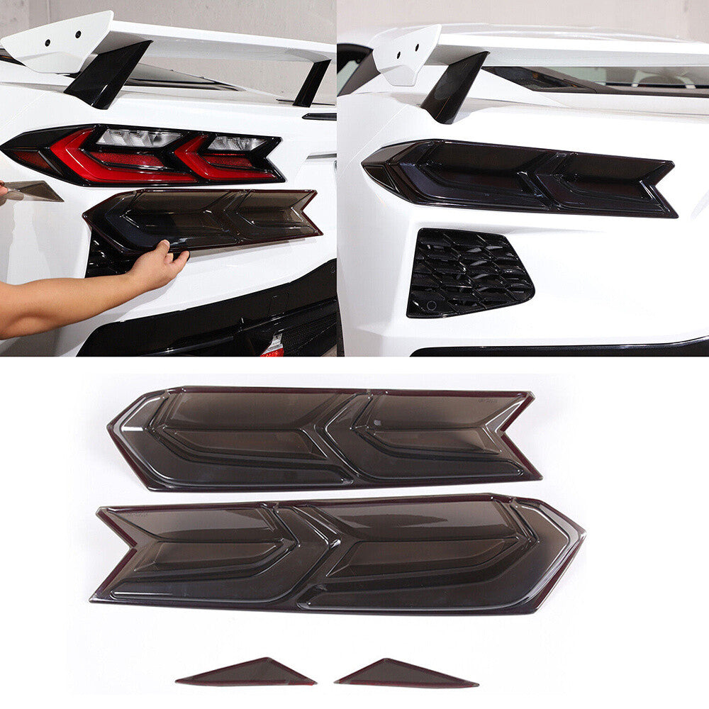 Smoked Black ABS Rear Tail Light Lamp Guard Trim for Chevrolet for Corvette C8 2020+