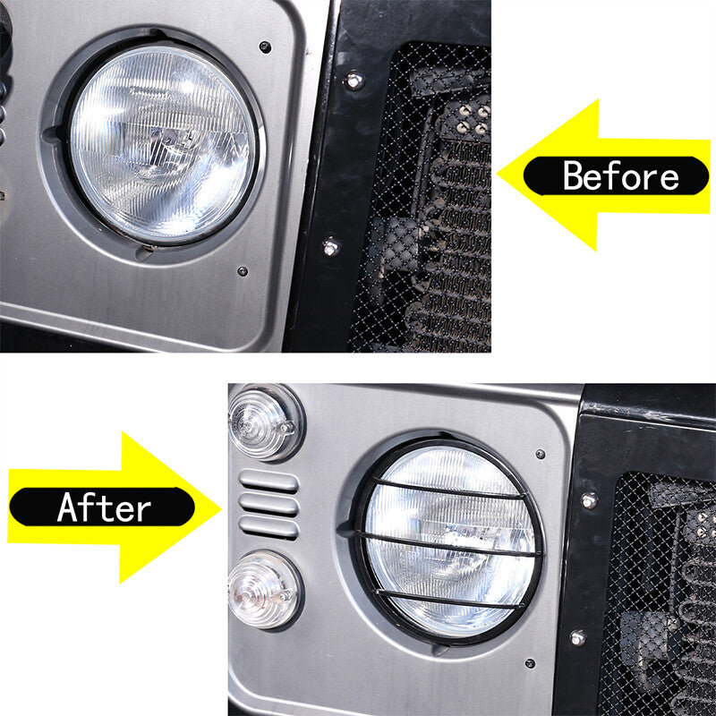Headlight and taillight protective covers for Land Rover for Defender 90, 110, 130, 2004-18 models.