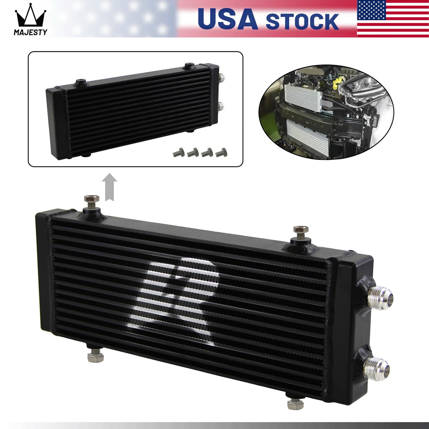 Universal Medium Bar and Plate Dual Pass Oil Cooler Core:14x5.5x1.58