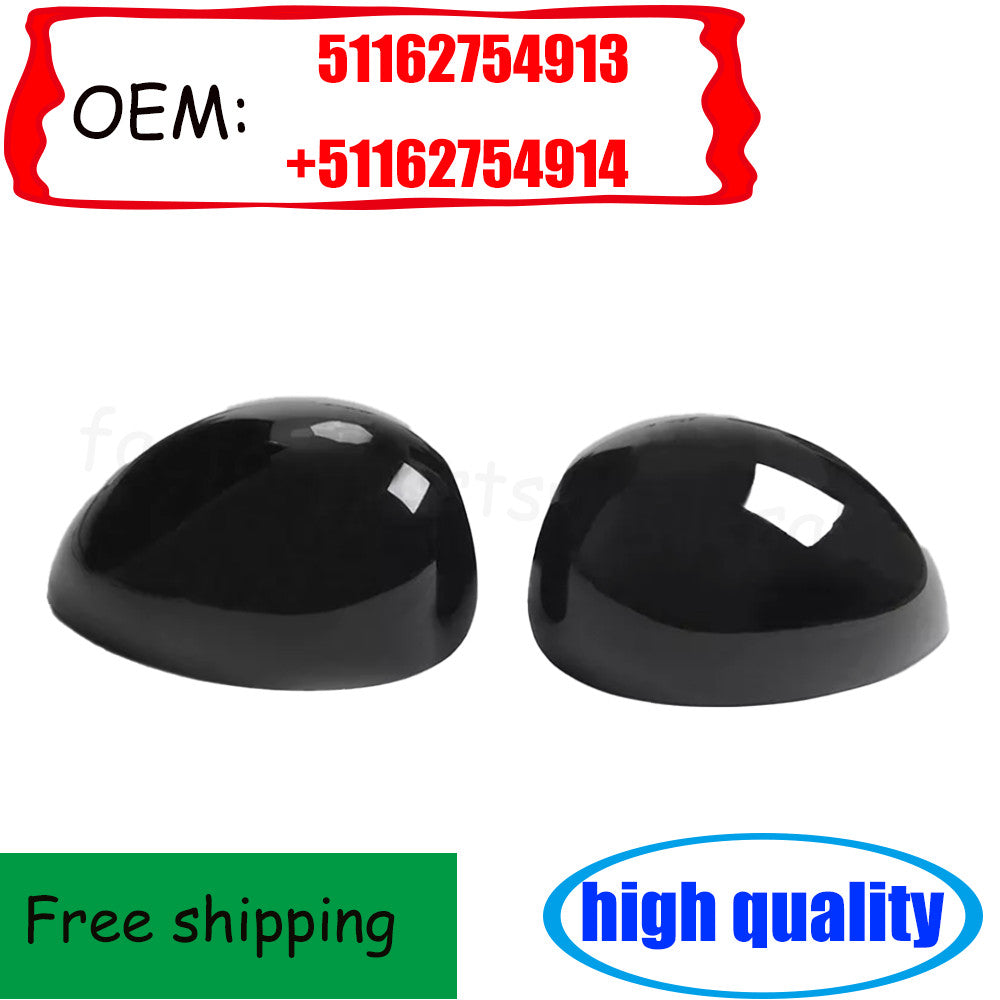 2Pcs Gloss Black Mirror Cover Caps Fits for Mini Cooper 51162754913+51162754914 n