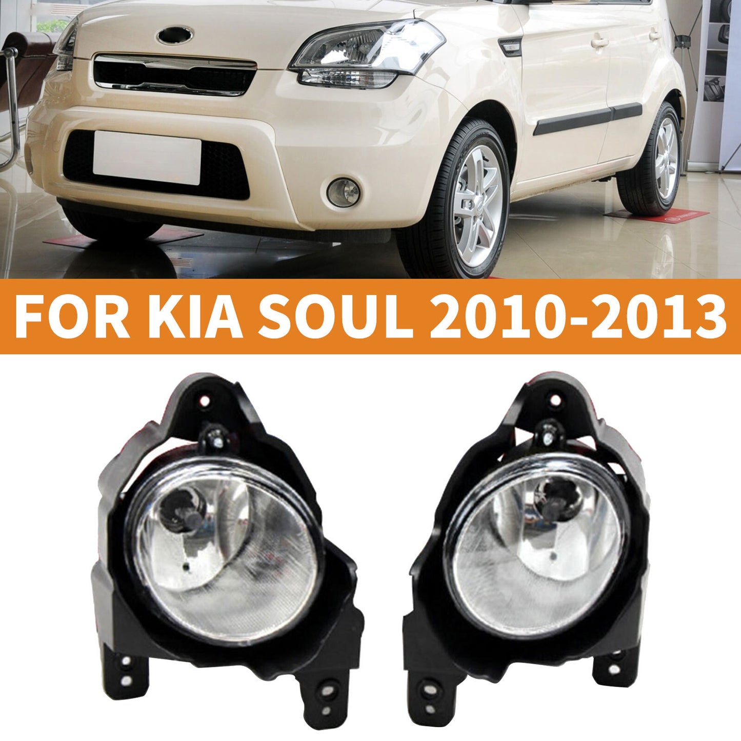 A pair of front bumper running lights and driver fog lights suitable for Kia Soul 2010-2013 LHRH AT