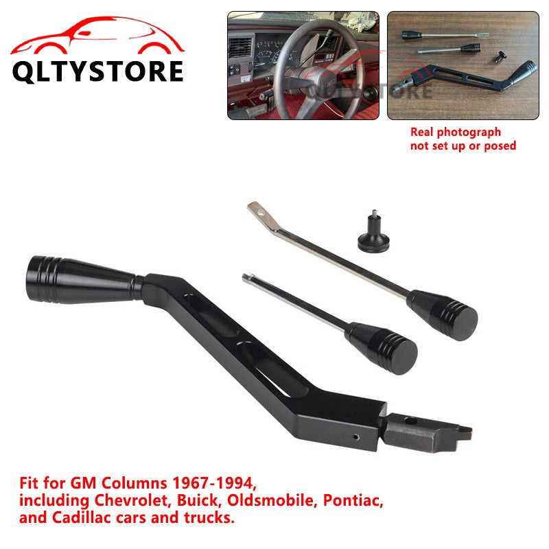 Column Shifter Turn Signal Lever Hazard Tilt Kit Aluminum for GM 1967-94 Black Q