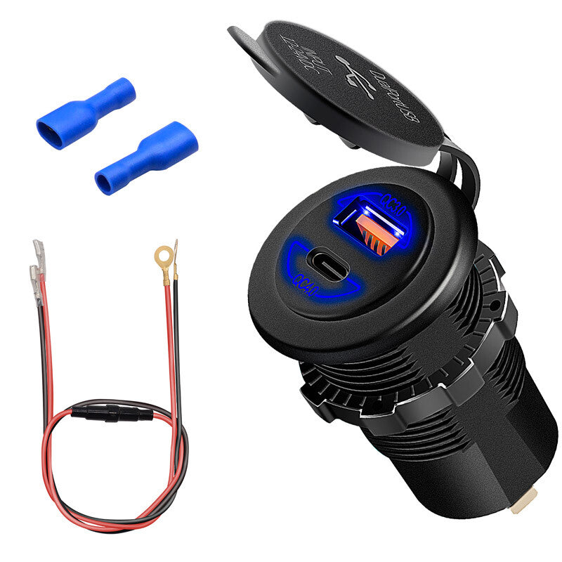 60W QC4.0 PD Type-C Fast Charging 3.0 USB Charger Socket 12V/24V Car Power Socket n