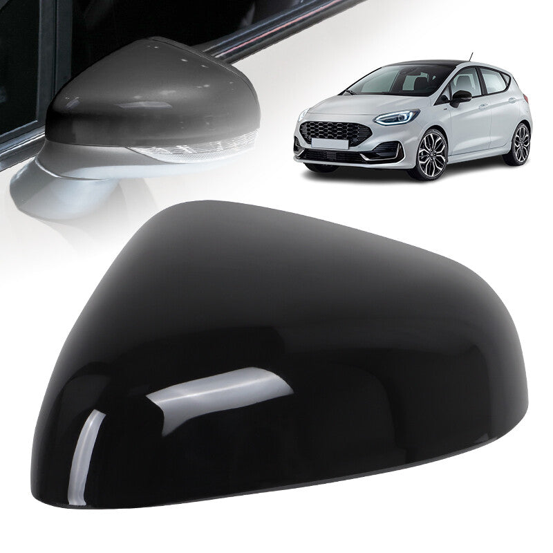 Left Driver Side Door Wing Mirror Cover Cap Black Fit for Ford Fiesta 2018-2023