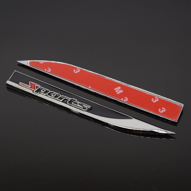 Metal Dagger Fender Sticker Badge Decal Racing 2 Pcs Car Black Sports Emblem
